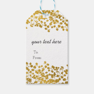 Gold-Ton-Babys-Breath-weiße-elegante-Blumen Geschenkanhänger