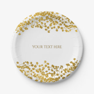 Gold-Ton-Babys-Breath-weiße-elegante-Blumen Pappteller