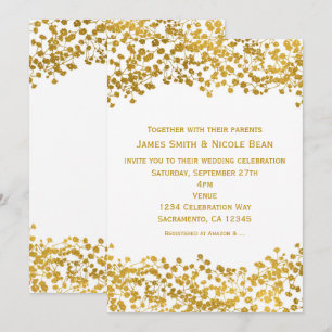 Gold-Ton Babys Breath Weiße Elegante Einladungen