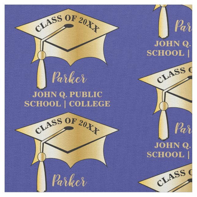Gold Tone Graduation Cap Name Class Year School Stoff (Nahaufnahme)
