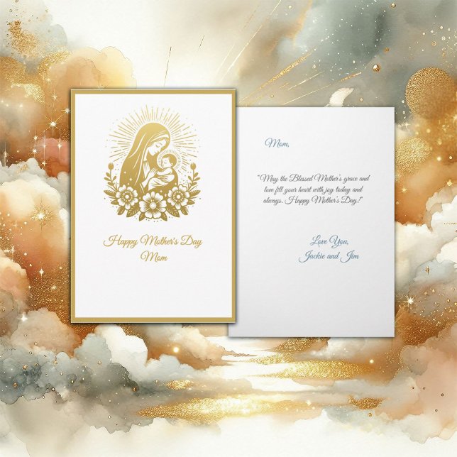 Gold Tone Jungfrau Mary Mother Day Karte (Von Creator hochgeladen)