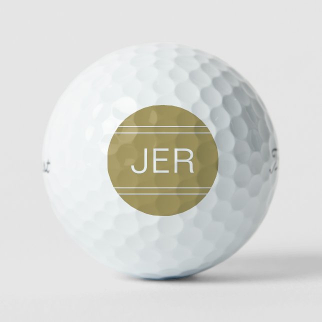 Gold Tone Mit Monogramm anfänglicher Personalisier Golfball (Vorderseite)