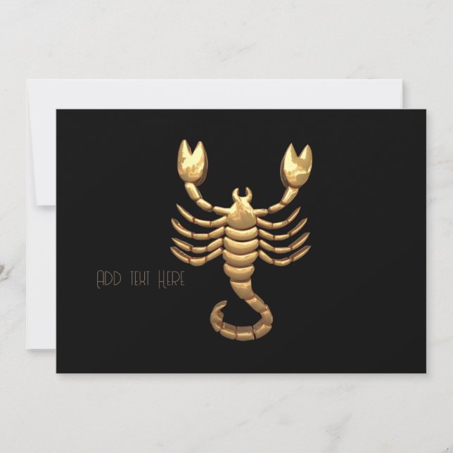 Gold Tone Scorpio Scorpion Symbol Zodiac Einladung (Vorderseite)