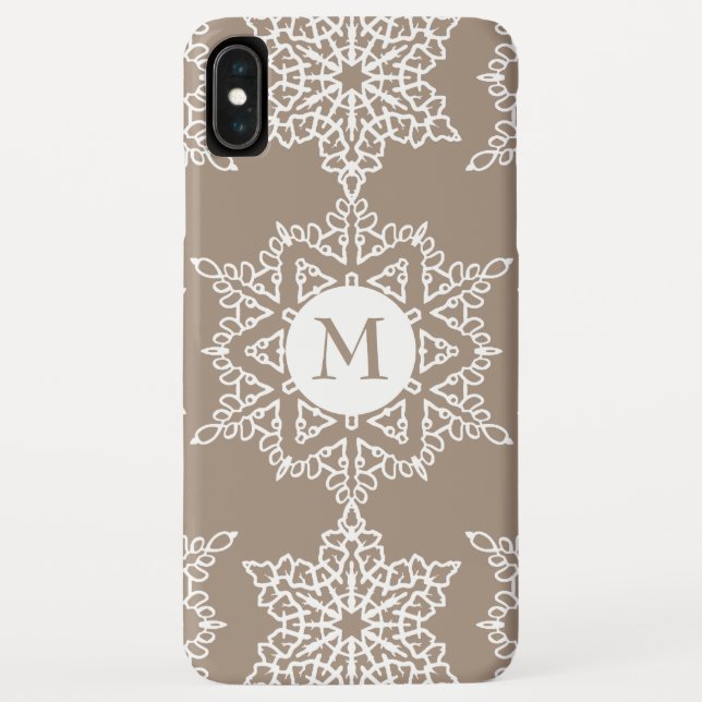 Gold Tone Snowflakes Weihnachtsmonogramm Case-Mate iPhone Hülle (Rückseite)