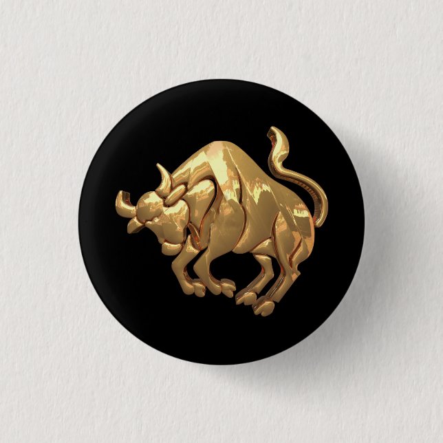 Gold Tone Taurus Zodiac Sign Bull Symbol Button (Vorderseite)