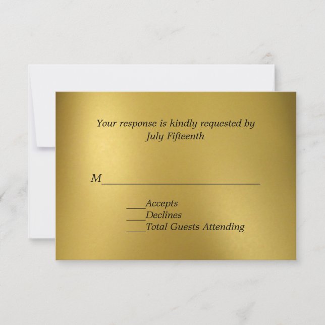 Gold Tone Wedding RSVP Card (Vorderseite)