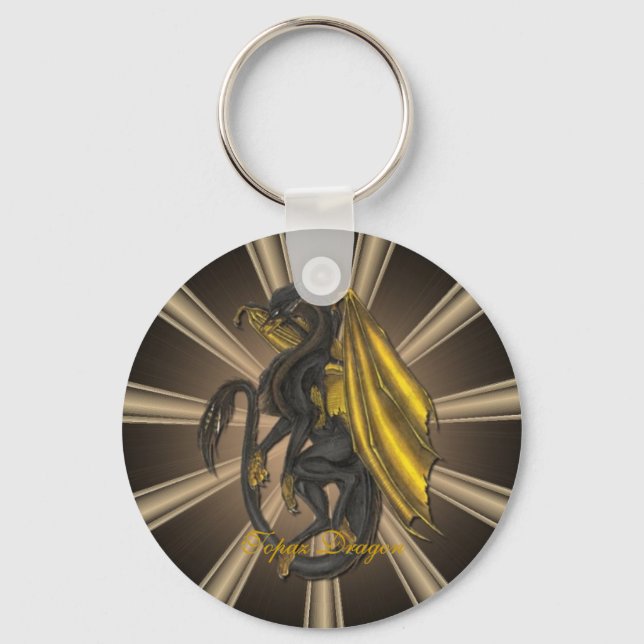Gold Topaz Dragon Key Chain Schlüsselanhänger (Vorderseite)