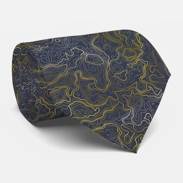  Gold Topography Neck Tie Krawatte (Gerollt)