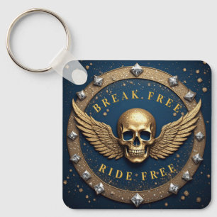 ☠️ Gold-Totenkopf-Halo-Symbol-Geschenk für Rock-Fa Schlüsselanhänger