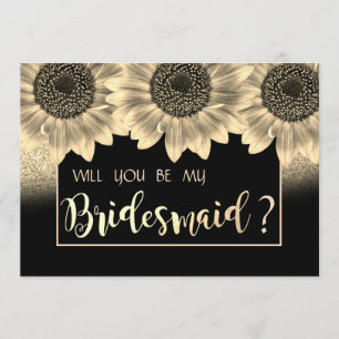 Gold, Tournesols, Parties scintillant Carte de fem