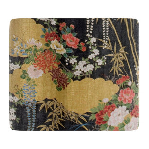 Gold Traditionelles japanisches Blumenglas Schneidebrett