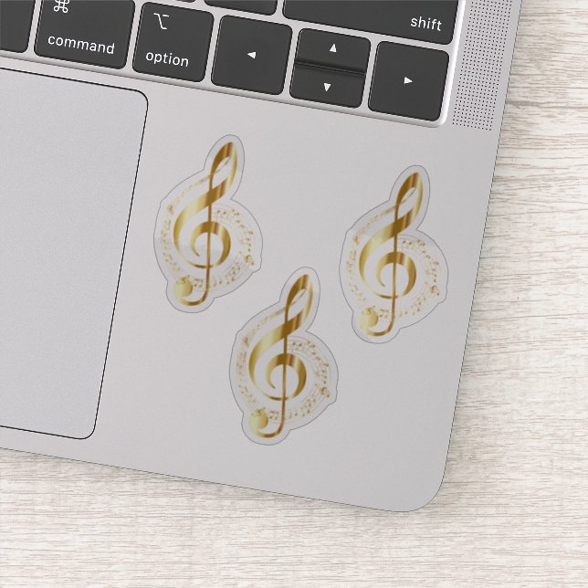 Gold Treble Clef Contour Sticker (Detail)