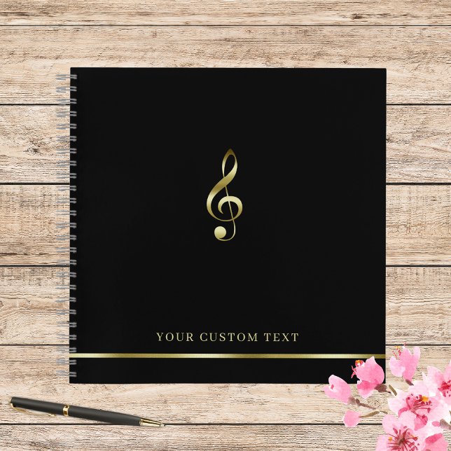 Gold Treble Clef Music Office Lehrer Elegant Notizbuch (Von Creator hochgeladen)