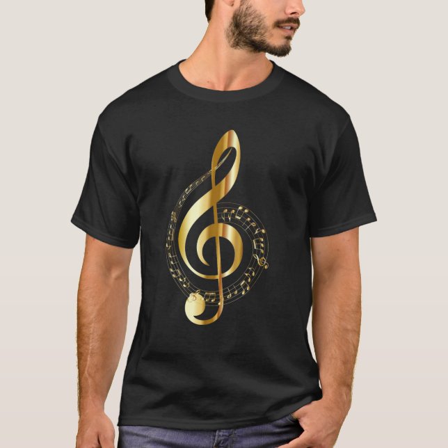 GOLD TREBLE CLEF MUSIKNOTE T-Shirt (Vorderseite)