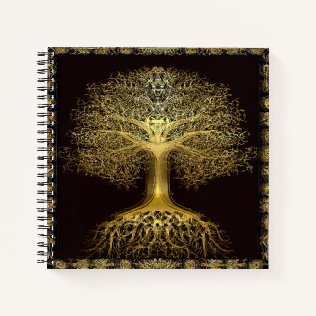 Gold Tree Alte Rustikale Notebook Notizbuch (Vorderseite)