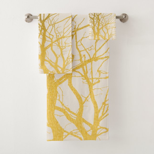 Gold Tree Branches Motif Arrière - plan beige (En situation)