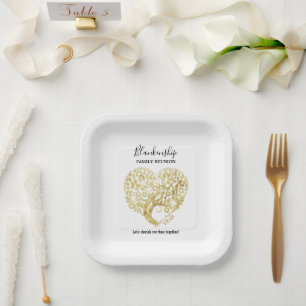 Gold Tree Heart Family Wiedersehen Personalisiert Pappteller