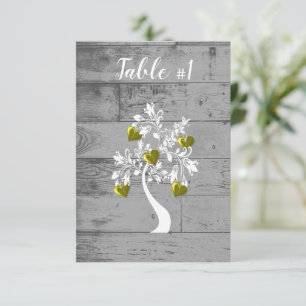 Gold Tree of Hearts Wedding Table Card Einladung