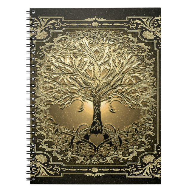 Gold Tree of Life Ancient Rustic  Notebook Notizblock (Vorderseite)