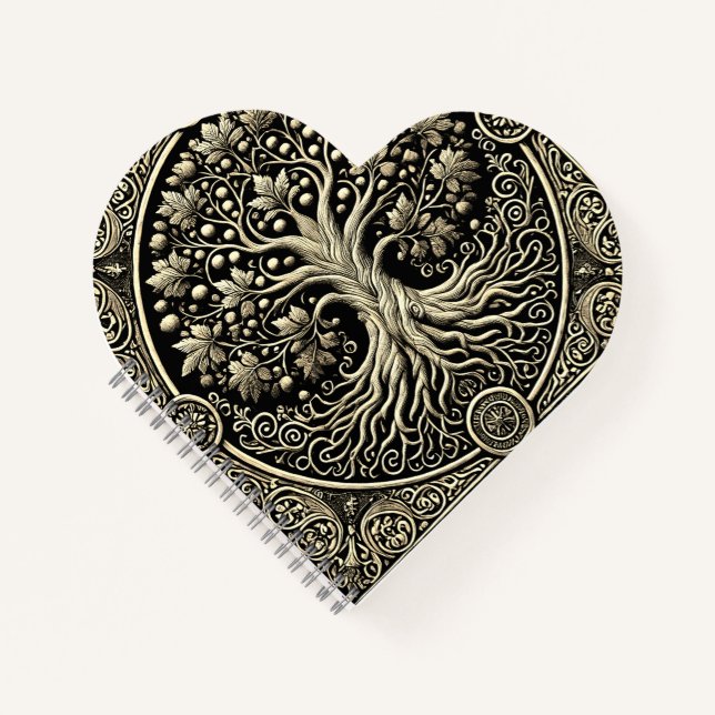 Gold Tree of Life Ancient Rustic  Notizbuch (Vorderseite)