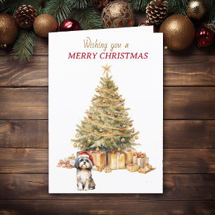 Gold Tree Shih Tzu Chien Carte de Noël