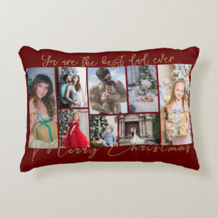 Gold Trendy Family Frohe Weihnachts-FotoCollage Dekokissen