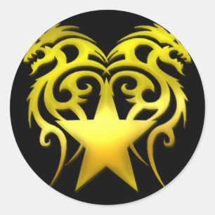 GOLD TRIBAL STAR DRAGONS RUNDER AUFKLEBER