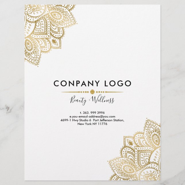 Gold Tribal Verziert Paisley Mandala Flyer (Hinten)