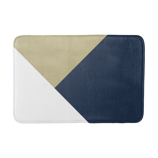Gold trifft Navy Blue & White Geometrie #1 Badematte (Vorderseite)