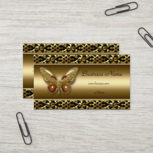 Gold Trim Black Butterfly Élégant Carte de visite