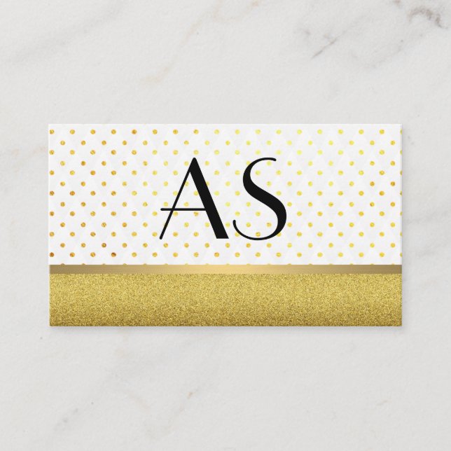 Gold Trim und Polka Dots Visitenkarte (Vorderseite)