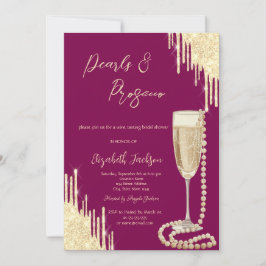 Gold Tropfen Chic Pearls Prosecco Brautparty Einladung