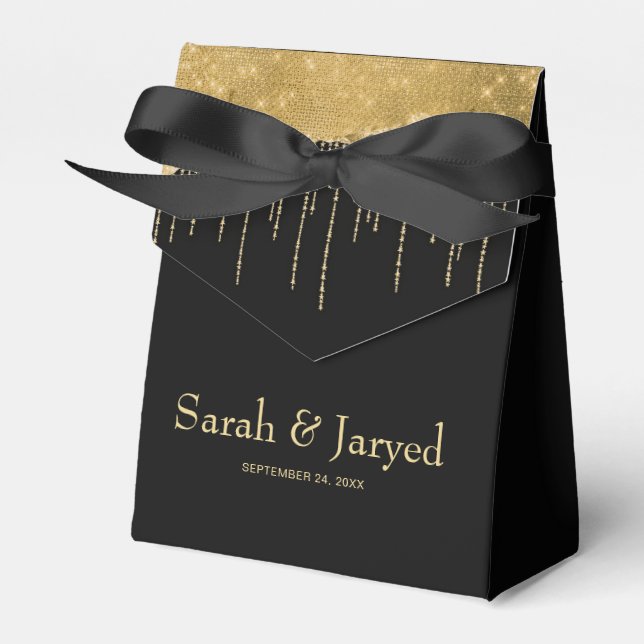 Gold Tropfen Glitzer Geschenkschachtel (Vorderseite)
