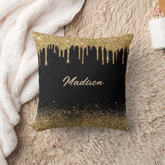 Gold Tropfen Glitzer Kissen (Decke)