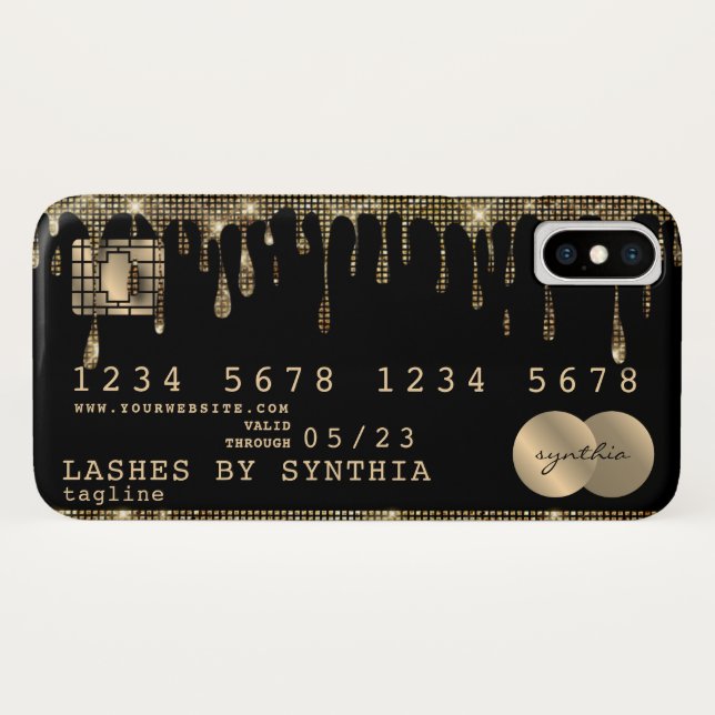 Gold Tropfen Kreditkartenstil Case-Mate iPhone Hülle (Rückseite (Horizontal))