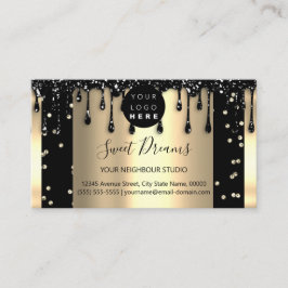 Gold Tropfen Rahmen Glitzer Confetti Black WELLNES Visitenkarte