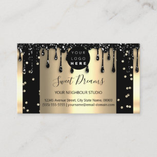 Gold Tropfen Rahmen Glitzer Confetti Black WELLNES Visitenkarte