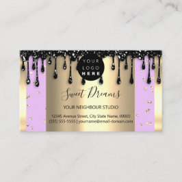 Gold Tropfen Rahmen Glitzer Confetti Schwarz Rosa Visitenkarte