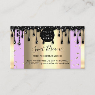 Gold Tropfen Rahmen Glitzer Confetti Schwarz Rosa Visitenkarte