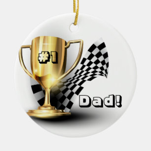 Gold Trophy NUmber One Vater Vatertag Keramikornament