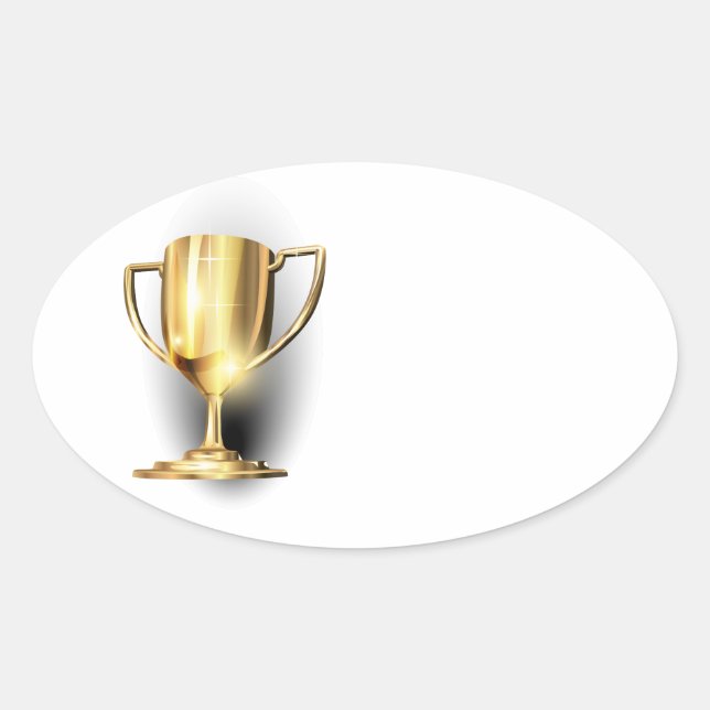 Gold Trophy Ovaler Aufkleber (Vorderseite)