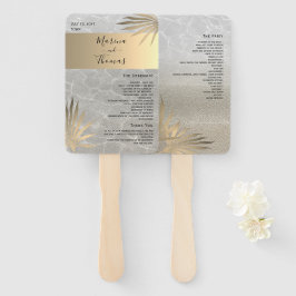 Gold Tropical Beach Hochzeitsprogramm Hand Fan Fächer