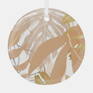 Gold Tropical Blätter: Luxuriöser Hintergrund. Ornament Aus Glas
