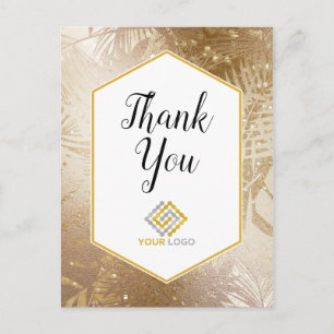 Gold Tropical Danke-Logo Geschäft Postkarte