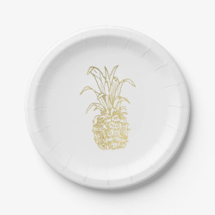 Gold Tropical Elegant Moderne Vintage Ananas Pappteller