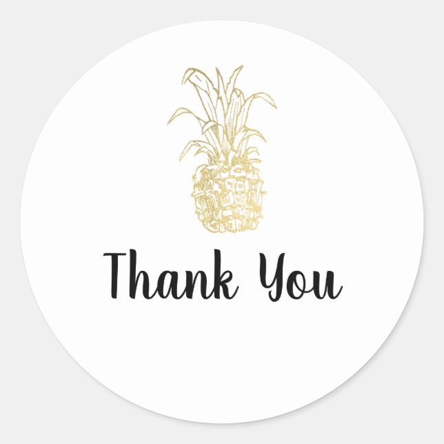 Gold Tropical Elegant Moderne Vintage Ananas Runder Aufkleber (Vorderseite)