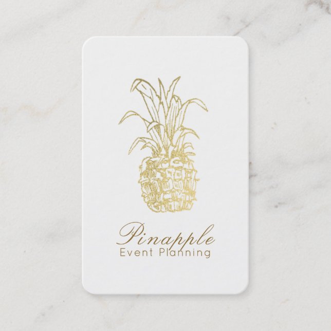 Gold Tropical Elegant Moderne Vintage Ananas Visitenkarte (Vorderseite)