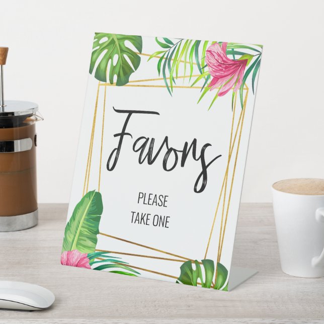 Gold Tropical Floral Favorits-Zeichen Sockelschild (In SItu)