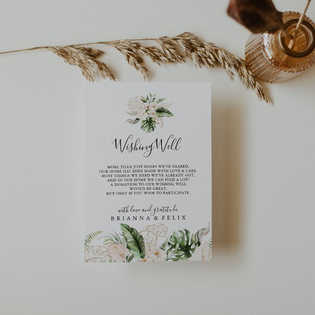 Gold Tropical Foliage Bloral Hochzeit wünschend gu Begleitkarte (Von Creator hochgeladen)