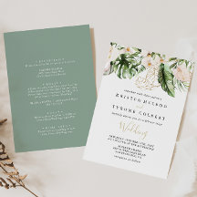 Gold Tropical Foliage Front & Back Wedding
